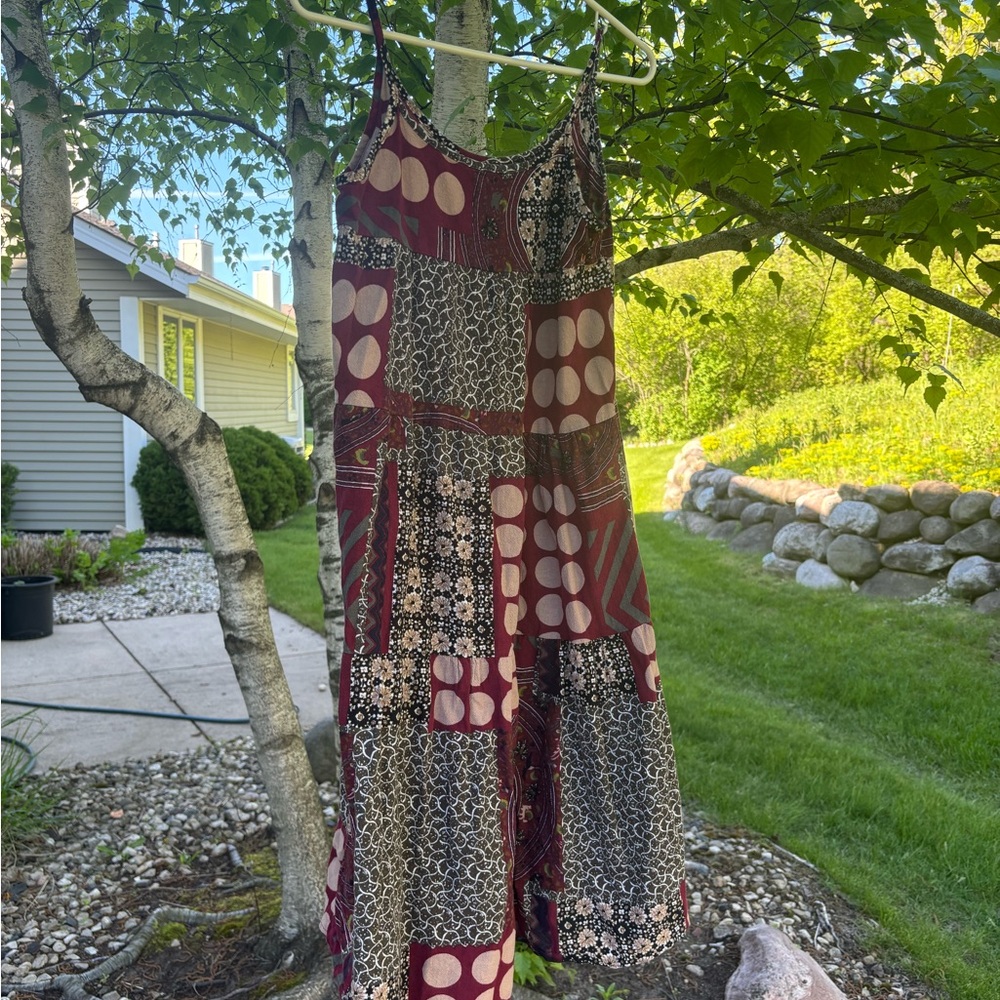 Patchwork Sleeveless Midi Dress